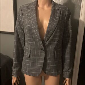 Banana Republic Light Gray Plaid Blazer